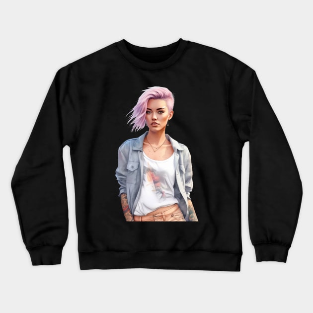 Tattooed Pink Crewneck Sweatshirt by Maison de Kitsch